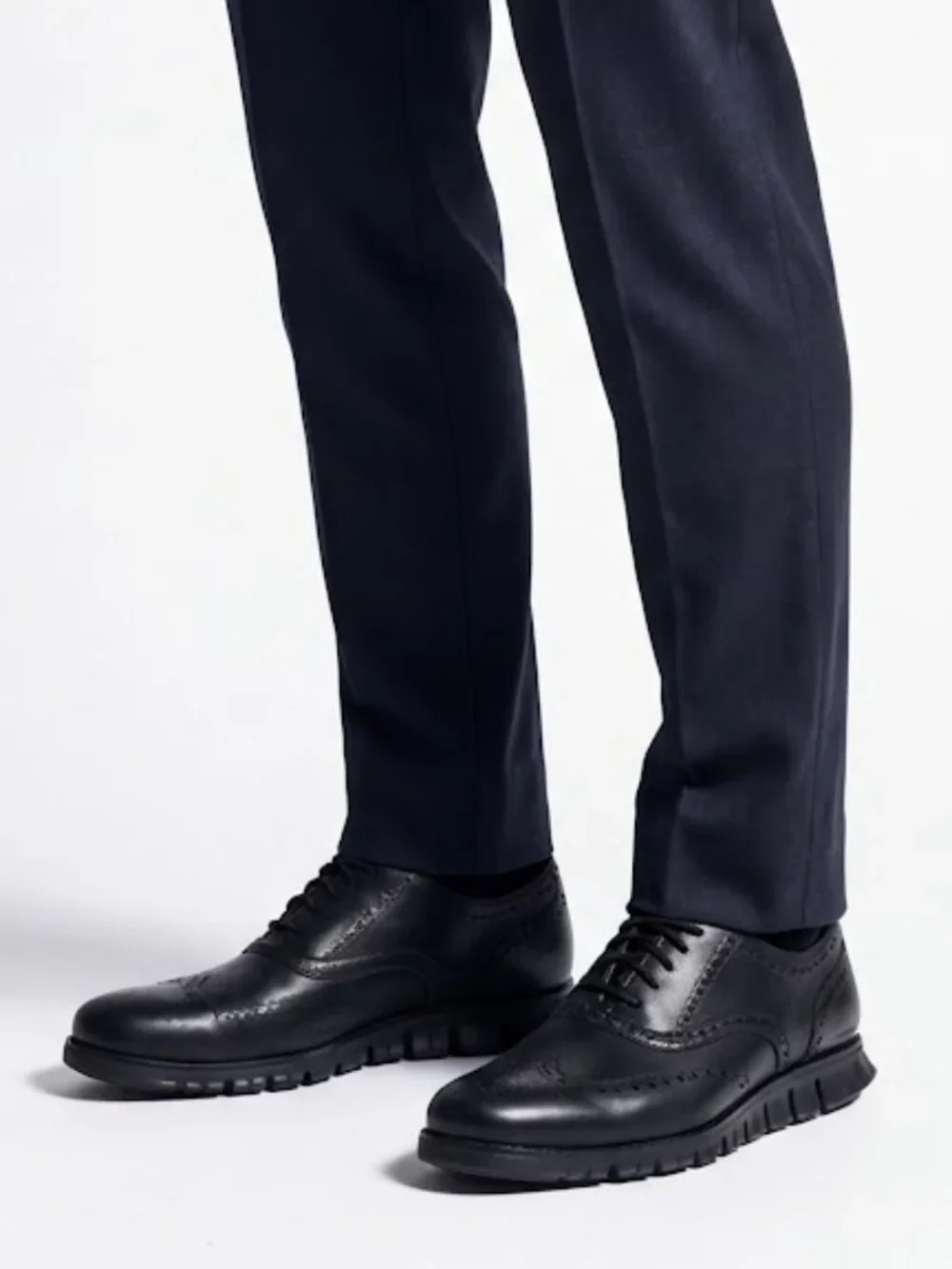 Cole Haan ZERØGRAND Black Leather Wingtip Oxfords Gorpcore Business Casual 9M